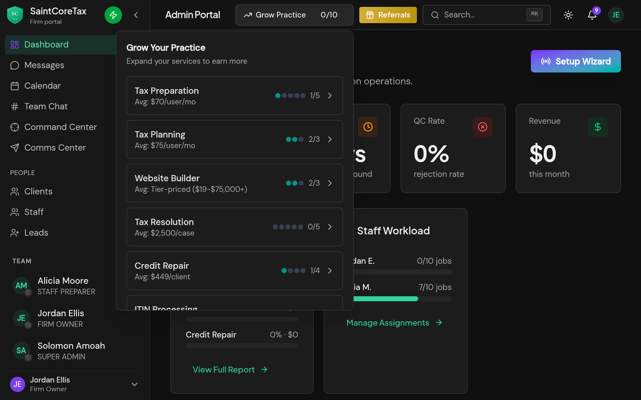 Practice growth tools with module requirements checklist