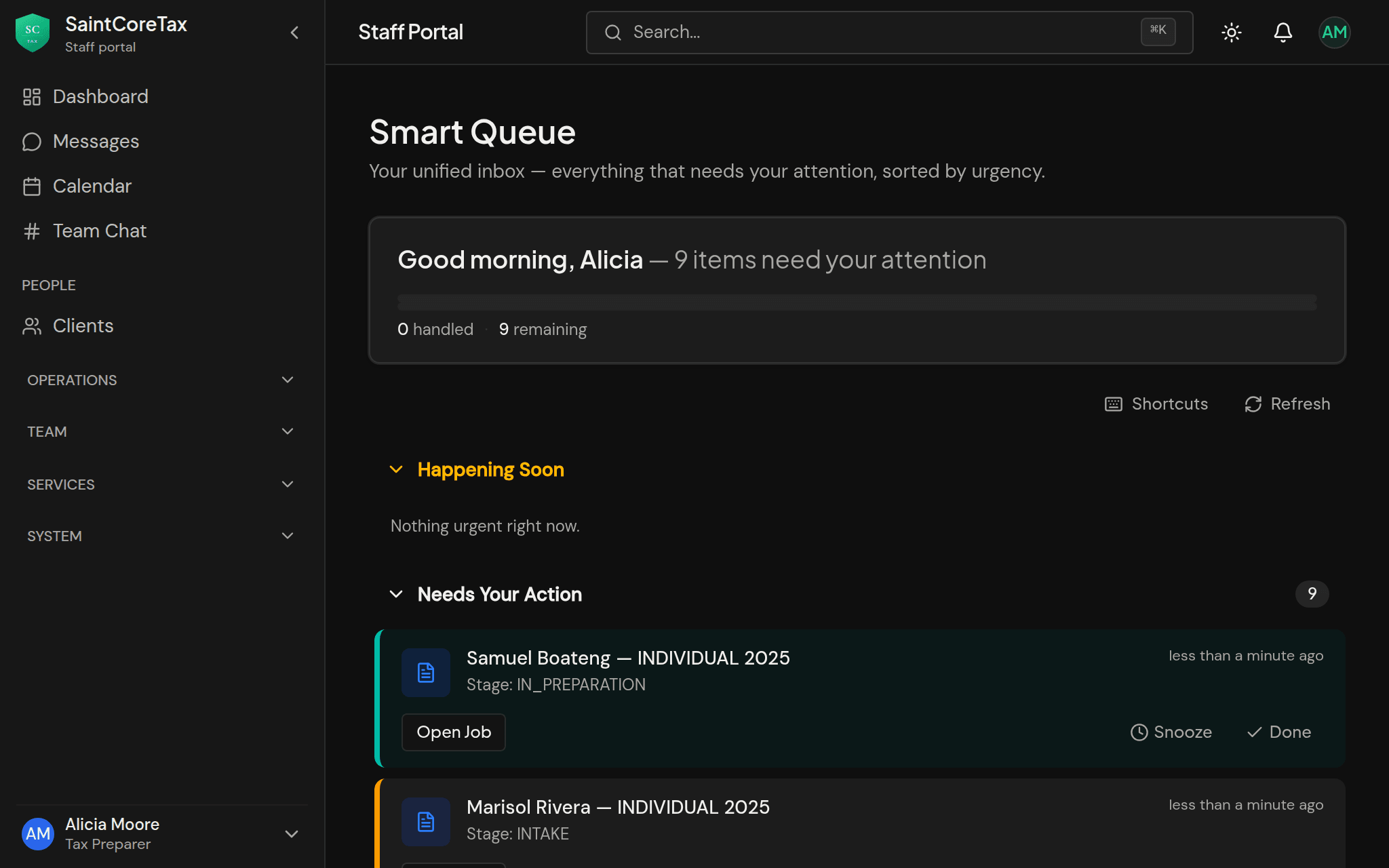 Smart queue with prioritized cases
